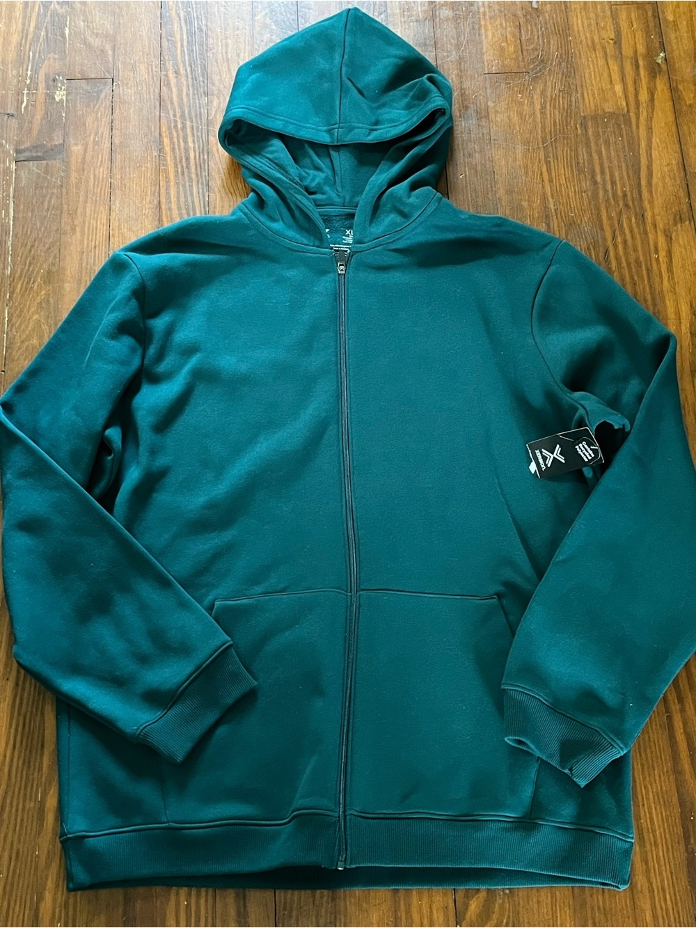 Xersion Men's Royal Green Fleece Full-Zip Long Sleeve Hoodie Sweater XLT NWT